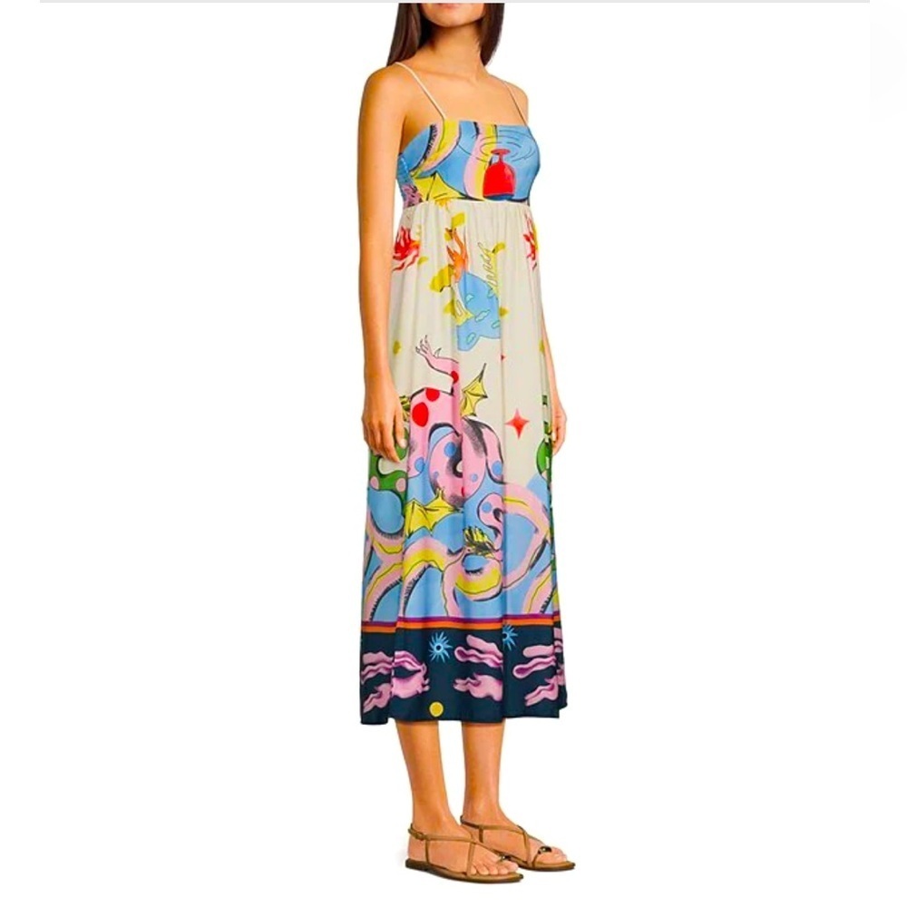 Akilina Printed Sleeveless Colorful Abstract Print Dress